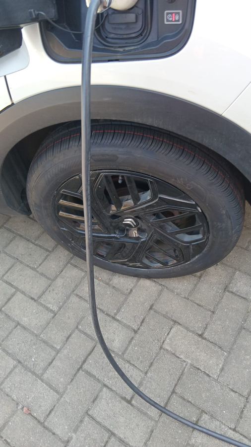 Electric vehicle mobile tyre fitting service completed at customer location in Scotland
