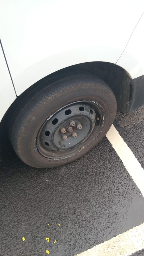 Steel wheel van tyre replacement completed roadside in Scotland